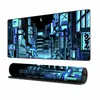 Mouse pad cyberpunk transfronteiriço, tapete de mesa extra grande para jogos, tapete de teclado anime com cena de rua japonesa, bordas seladas de borracha