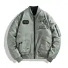 Chaqueta de vuelo de algodón acolchada de invierno con cuello de béisbol, estilo piloto, chaqueta acolchada, bordado transfronterizo, corte holgado