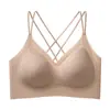 Sujetador líquido invisible ultra-delgado para mujer con copas fijas, transpirable, cómodo, push-up, sexy de doble tirante cruzado, hermoso sujetador de espalda