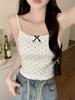 Estilo Coreano Estilo Deseo Puro Lazo Encaje Onda Lunares Camisola Chaleco Adelgazante Casual para Mujer con Almohadilla en el Pecho