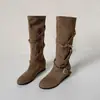 Botas Altas de Mujer para Aumentar la Altura 2026 Nuevo Otoño Botas Plegadas Versátiles con Hebilla de Cinturón Adelgazantes de Tubo Alto Botas de Montar