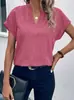 2026 Amazon Transfronterizo Nueva Camisa de Verano para Mujer de Color Sólido con Cuello en V y Mangas Murciélago Moda Top de Manga Corta