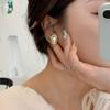 Pendientes ovalados con gemas artificiales, diseño de nicho de moda para mujer, pendientes de aguja de plata, elegantes pendientes retro coreanos de moda.