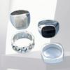 Conjunto de Anillos Hip-Hop Estilo Punk Anillo Geométrico Retro Transfronterizo Europeo y Americano Juego de Cuatro Piezas con Diamante Diseño Original