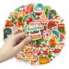 50 Adesivos Cartoon de Natal Culturais e Criativos, Ferramentas de Transporte, Papelaria para Caderno, Decoração de Manual DIY, PVC Atacado Transfronteiriço