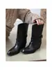Primer Encuentro con la Moda de Nicho: Botas de Mezclilla Ajustadas, Botines Retro con Hebilla de Cinturón para Mujer, Botas de Montar Sencillas de Tacón Grueso