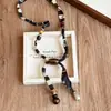 Cachecol de Seda Estampado de Leopardo Outono e Inverno Colar de Pérolas Corrente de Suéter Elegante de Alta Qualidade Design de Nicho Colar Versátil Joias para Mulheres