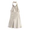 Vestido Halter sin Mangas Estilo Francés de Deseo Puro para Mujer Verano Nuevo Diseño Moda Espalda Descubierta A-Line Falda Corta