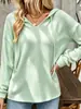 Moletom com capuz casual unicolor liso de manga comprida solto para mulheres, nova moda transfronteiriça europeia e americana 2026 Amazon TK