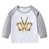 Chad Wild Clay Primavera e Outono Infantil Algodão Puro Ombro a Ombro Gola Redonda Base Manga Longa Top Camiseta para Bebê Menino