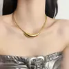 Acero de Titanio Completo Estilo Europeo y Americano Alto Gama Estilo Metálico Diseño de Tubo Curvado Collar Moda Accesorios Versátiles