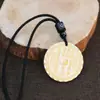 Colgante de moneda Shangui hecho de plata tibetana, colgante de moneda de cinabrio estilo chino vintage, accesorio de collar de hebilla de paz retro