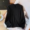 Toma Real de Camiseta de Terciopelo Alemán en Stock para Mujer, Nuevo Top Estilo Té Primavera y Otoño, Camisa Base Retro Suelta de Botones, Versátil para Mujer