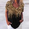 Camiseta nueva de fábrica directa para dama con cuello en V, verano, manga corta, top para hombre, estampado 3D, cuello redondo, casual, patrón de leopardo