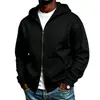 Sudadera con capucha y doble cremallera para hombre, Chaqueta gruesa de ajuste holgado con forro polar para otoño e invierno, Sudadera deportiva casual de talla grande