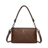 Bolsa de Couro Macio de Camada Dupla Multiuso para Mães de Meia-Idade Feminina Nova Moda Outono/Inverno 2025 Bolsa de Ombro/Transversal com Moedas Embutidas