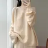 Camiseta base de cuello redondo, un botón, estilo chino nuevo, 100% lana para mujer, suéter de punto hueco para otoño e invierno, top de moda trendy