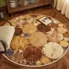 Nueva Alfombra Estilo Retro para la Sala de Estar, Lujo Ligero y Sensación de Alta Gama, Fácil de Mantener, Alfombra Redonda de Bucle para Uso Doméstico en el Dormitorio