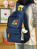 Mochila de Color Azul Oscuro con Contraste de Luz Suave y Patrón Tejido Estilo Universitario Americano para Estudiantes, Fiestas, Uso Diario, Viajes, Escuela