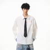 Camisa de Xadrez Azul Falsa de Duas Peças Masculina Verão Fina Tendência Marca Retro Americano Casual Solta Proteção Solar Jaqueta de Manga Longa