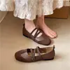 Sapatos femininos Mary Jane, estilo balé outono, bico quadrado, tira elástica cruzada, sola plana, novos sapatos baixos de corte baixo, versão coreana 2026