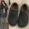 Zapatos planos cómodos de invierno Birkenstock con forro de felpa, nuevo estilo otoño/invierno 2026, slip-on, cálidos, mullidos, de algodón para mujer, adecuados para usar al aire libre