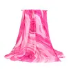 Lenço de Seda Falsa Novo para Comércio Exterior Primavera Verão Feminino Toque de Luxo Estampa Ondulada Leve Proteção Solar Lenço de Seda Versátil
