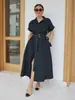 Vestido de Manga Corta de Algodón Puro Transfronterizo Europeo y Americano Verano 2026 Nuevo Vestido de Falda Midi de Botones Estilo Camisa para Mujer