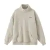 Sudadera Retro Americana de Rayas Pesada con Cuello Alto, Otoño e Invierno Media Cremallera Oversize Pulóver Marca de Moda Chaqueta con Solapa Q