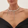 Colar com Pingente Cruzado Europeu e Americano Joias Doces e Descoladas Coração Borla Estrela e Lua Corrente Personalizada Corrente Clavicular para Mulheres