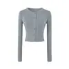 Vestido de Tricô Duas Peças Estilo Desejo Puro Cardigã Curto de Botão Único Gola Redonda Vestido Camisola Bodycon Justo Elástico Feminino