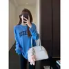 Estilo casual~Camiseta da moda com ombros caídos, modelagem solta que afina, de manga longa para mulheres, novo modelo outono 2026 H082913