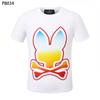 Psy Venta al por Mayor Marca Americana de Moda Cho Bun Camiseta Colorida Calavera Conejo Degradado Estampado de Letras Estilo de Pareja Manga Corta Ny