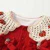 Vestido de Veludo Espesso para Menina Outono e Inverno Doce Vestido Princesa Bordado de Morango Para Sair Plus Algodão Vestido Infantil para Mulheres