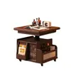 Mesa de Centro Móvel de Madeira Maciça, Multifuncional, Altura Ajustável, Mesa Lateral Dobrável, Estilo Vintage, Uso Doméstico, Dupla Função como Mesa de Chá e Mesa de Jantar