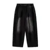 Calças compridas casuais soltas e retas masculinas, cintura solta, marca da moda, vintage, lavadas, antigas, jeans de perna larga