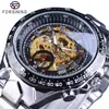 Nuevo para forsining Hombres europeos y americanos Moda personalizada Todo acero Luminoso Hueco Manual Mecánico Reloj al por mayor