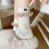 Meias femininas de renda trançada doce estilo coreano, novas meias versáteis de outono estilo ins para usar em camadas