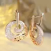 Pendientes de Aro Calados con Diamantes Estilo Francés Transfronterizos Populares, Lujo Ligero Moda Elegante Temperamento Accesorios para Viaje al Trabajo Venta al por Mayor
