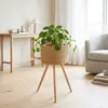 Cesta de flores de estilo nórdico para sala de estar, maceta de ratán para balcón, estante de flores tejido de estilo europeo, estante de flores de madera maciza para suelo.