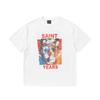 Camiseta Unisex de Algodón con Estampado de Corazón Conjunto San Miguel Estilo Retro Americano Tendencia Marca para Parejas Holgada Cuello Redondo Manga Corta