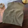 Chaleco de punto para mujer, ropa exterior de otoño, nuevo estilo, elegante, sin mangas
