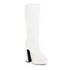 Europa y Estados Unidos nuevas botas de mujer con patrón de escamas de pescado para otoño e invierno, punta fina, caña alta, botas de caballero, mesa de agua, tacón grueso, tallas 40-45, botas de comercio exterior