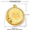 Colgante de Sol Estrella Pintado Transfronterizo DIY de Acero Inoxidable para Mujer Collar de Flor de Jardín Colgante de Joyería de Acero de Titanio
