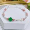 Pulsera Exquisita de Piedra Shoushan para Estudiantes para Mujer Plata Rota Dos Cuentas Artísticas Simples Retro Pulsera de Cuentas