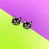 Estilo Japonés Gato Gatito Dorado Pintado Cara Sonriente Lámina de Acetato Acrílico Parche Colgante Pendientes DIY Materiales para Joyería Accesorios