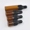 Botella gotero de 1 ml 2 ml 3 ml 5 ml Botella pequeña de color marrón para aceite esencial Botella secundaria Botella pequeña de muestra