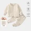 Ropa Infantil Otoño Invierno Bebé Cálido Cintura Plana Protección de Vientre Conjunto Ropa Interior Acolchada de Algodón Infantil Conjunto de Dos Piezas Conjunto para Recién Nacido