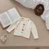 Mono de Punto 100% Algodón Puro para Otoño e Invierno con Patrón de Cerezas para Niños y Niñas, Cardigan Adecuado para Uso Diario, Estilo Dulce