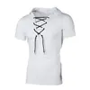 Nova Camiseta Casual de Manga Curta com Capuz Estilo Europeu Cadarço Solto Hip-hop para Homens de Quatro Estações